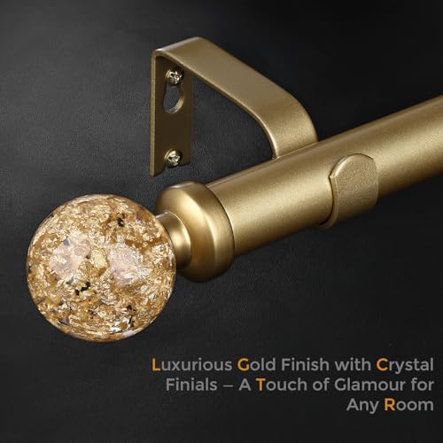 JRZOO Gold Curtain Rods 30-120 Inch Adjustable