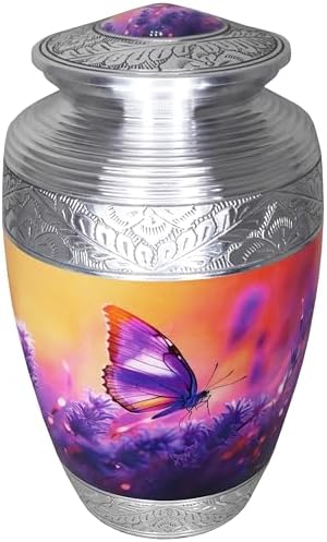 Purple Butterfly Cremation Urn for Human Ashes