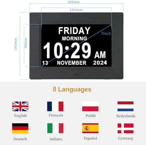 Aowasi Digital Calendar Alarm Day Clock for Seniors
