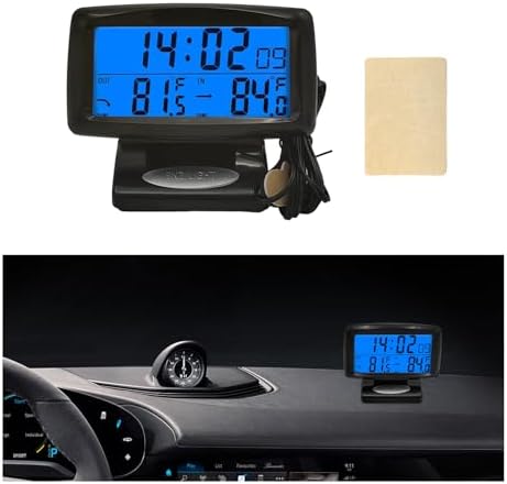 Suvnie Car Digital Thermometer Clock with Dual Temperature Display