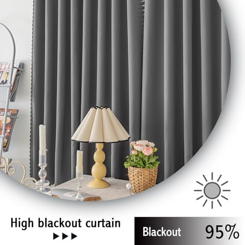 Jilron Magic Tape Blackout Curtains No Drill 2 Panels
