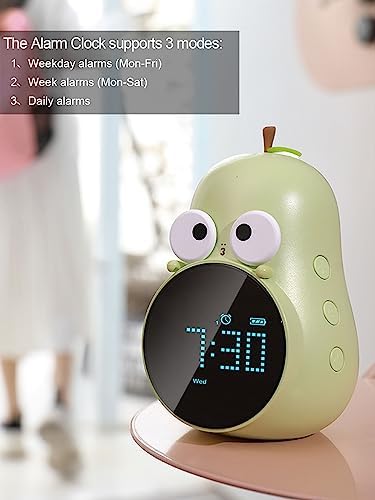 ANMONES Pear Alarm Clock for Kids Triple Alarms 5 Ringtones