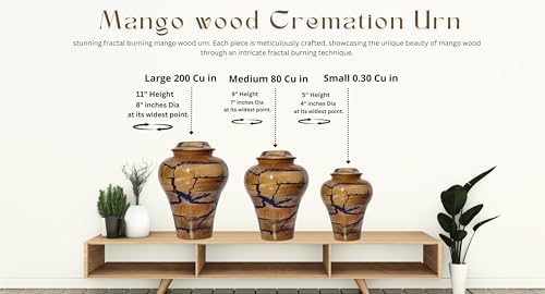 Wooden Handcrafted Urn for Human Ashes - Medium Size 80 lbs