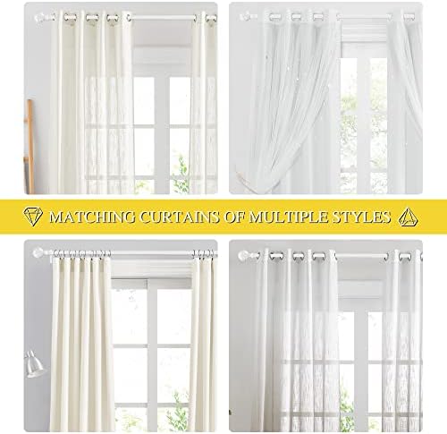 NICETOWN Adjustable Curtain Rod with Faceted Ball Ends 28-48 Inches Matte White