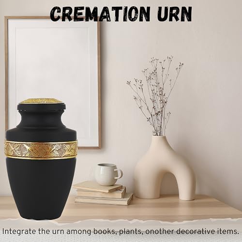 Metal Alloy Decorative Urn for Human Ashes - Black Gold