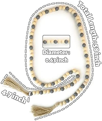 Wooden Beads Garland with Tassels 61 Inch