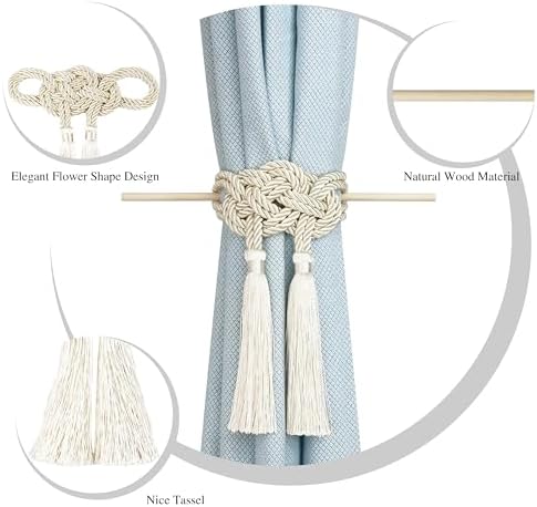 Elegant Curtain Tiebacks with Tassel 2pack