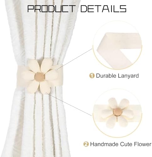 Uxcell Curtain Tiebacks 2 Pack Cute Flower Holdbacks