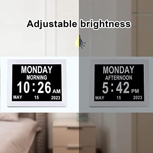 8 Inch Digital Day Dementia Clock for Seniors with Medication Reminders