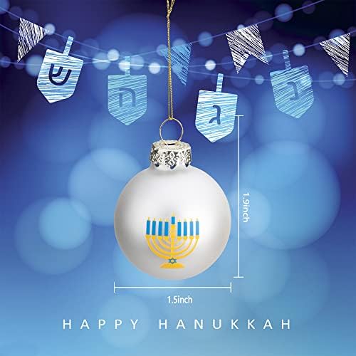 12pcs Glass Ball Hanukkah Ornaments Star of David Decorations