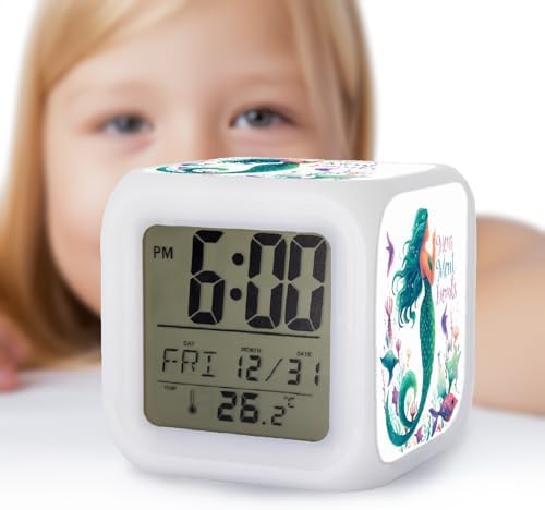 Mermaid Alarm Clock with Color Changing Nightlight