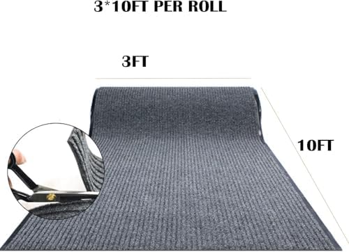 3x10ft Grey Brushed Entryway Rug with Rubber Backing