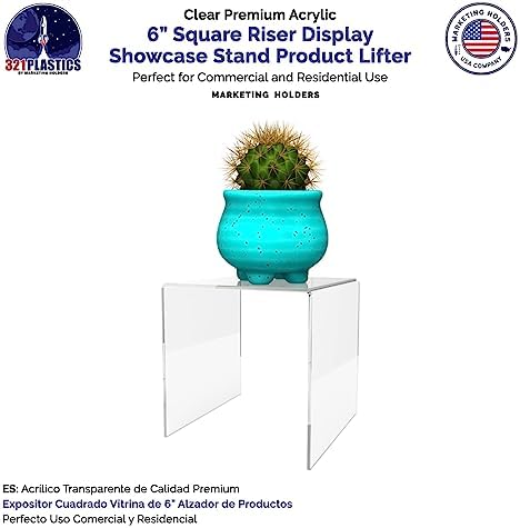 6 Clear Acrylic Display Riser Jewelry Showcase