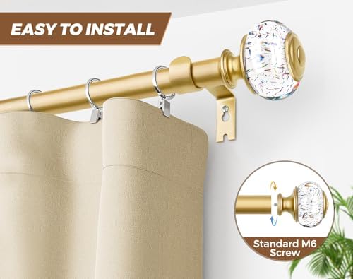 KAMANINA Gold Curtain Rod 32-58 Inch Adjustable