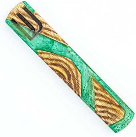 Godinger Wood Resin Mezuzah with Hebrew Symbol Green