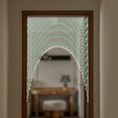 TFCFL Arched Crystal Bead Curtain 60 Strings Green