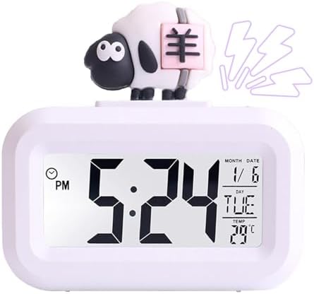 Cute Pink Pig White Sheep Shape Digital Alarm Clock