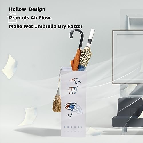 Metal Umbrella Stand for Entryway 6x6x17 Inch White Square Organizer
