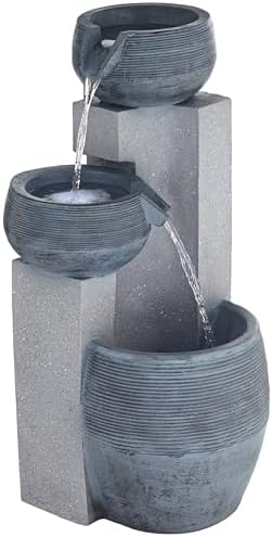 John Timberland Three Bowl Floor Standing Fountain with LED Light