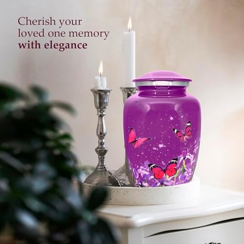 Trupoint Memorials Purple Butterfly Cremation Urn