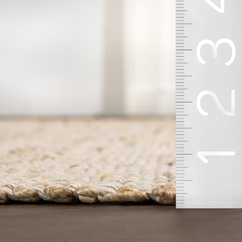 nuLOOM 26 x 10 Handwoven Jute Cotton Area Rug Natural Farmhouse Style