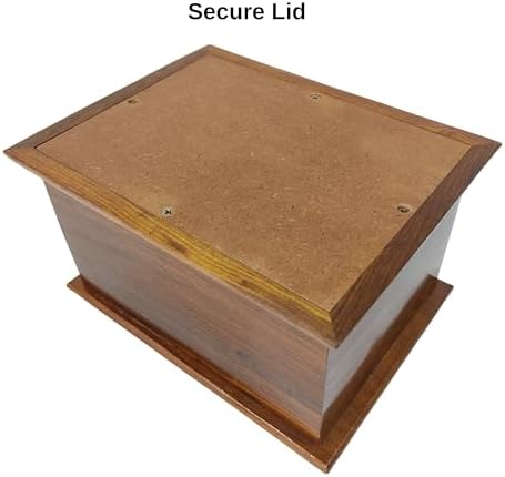 Handcrafted Wooden Urn with Black White Cross Engraving