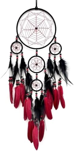 SOYUZU Red and Black Dream Catcher Wall Decor