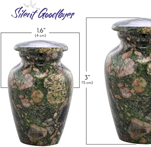 Small Keepsake Cremation Urn Marble Finish Metal