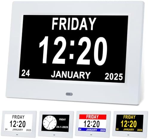 7 Inch Digital Calendar Clock with 12 Alarms and 5 Display Modes