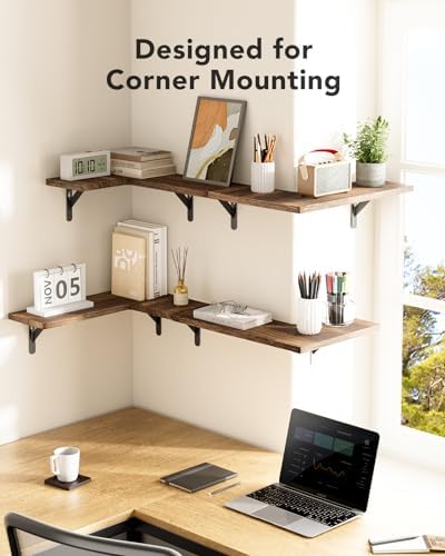 Amada Corner Floating Shelves Set of 4 Brown