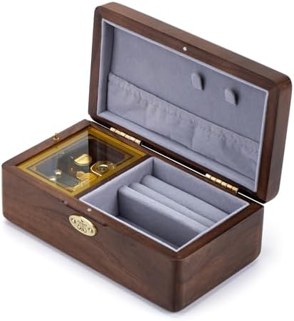 Golden Decorative Music Box with Sunflower Jewelry Holder