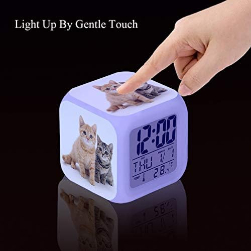 LED Alarm Clock with Cat Pattern and Glowing Lights