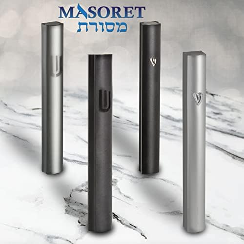 MASORET 4-Inch Aluminum Mezuzah Case with Hebrew Shin