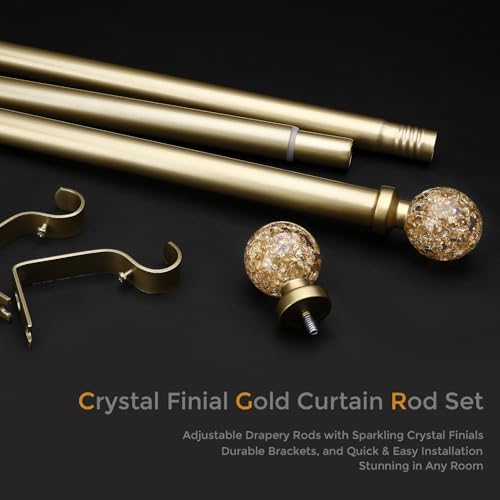 JRZOO Gold Curtain Rods 30-120 Inch Adjustable