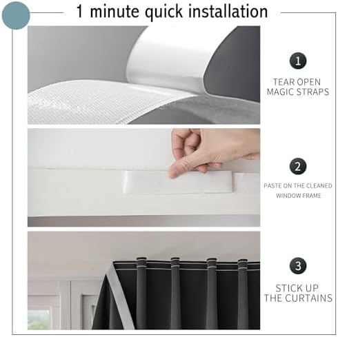 Jilron Magic Tape Curtains Blackout Panels 2 Pack