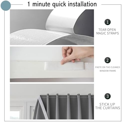 Jilron Magic Tape Blackout Curtains No Drill 2 Panels
