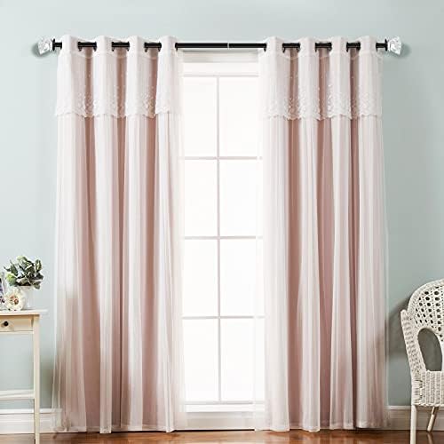 1 Inch Adjustable Curtain Rod with Diamond Finial Matte Black