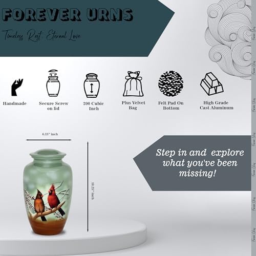 Forever URNS Cardinal Birds Cremation Urn for Human Ashes