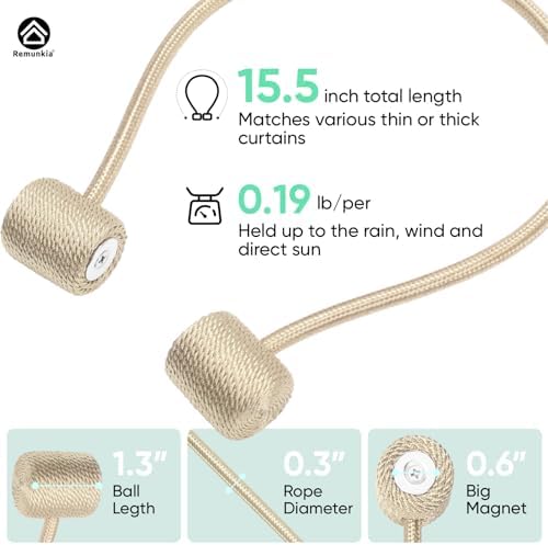 Remunkia Magnetic Curtain Tiebacks 2 Pack - Beige