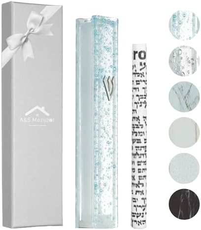 Modern Glass Mezuzah Case with Shattered Design