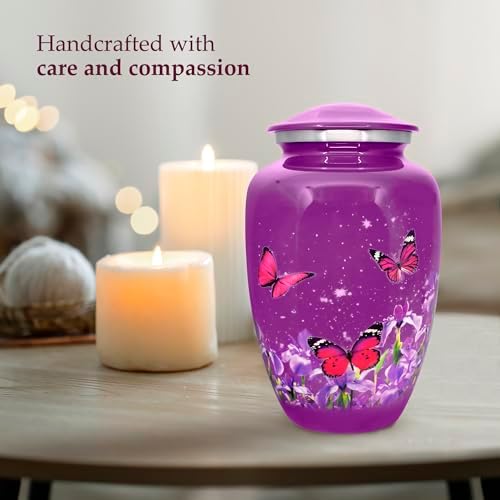 Trupoint Memorials Purple Butterfly Cremation Urn
