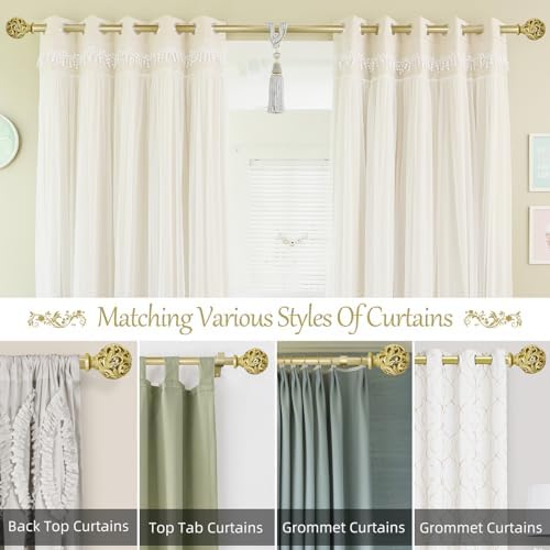 Gold Adjustable Heavy Duty Curtain Rods 36-88 Inches