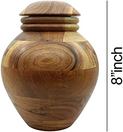 Handcrafted Wooden Urn for Human Ashes with Velvet Bag