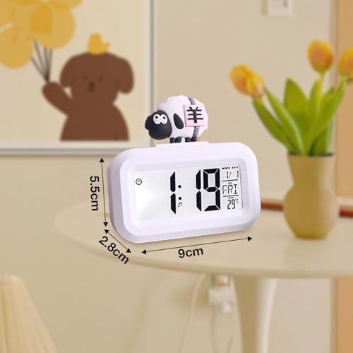 Cute Pink Pig White Sheep Shape Digital Alarm Clock