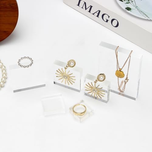 6Pcs Clear Acrylic Rectangle Blocks Display Riser Set