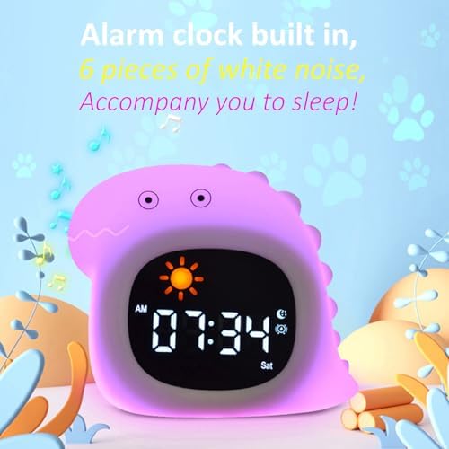 Cute Animal Alarm Clock with Night Light and White Noise