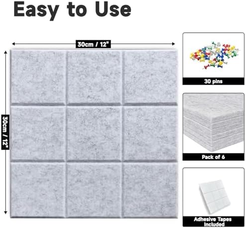 Yunihome Decorative Bulletin Board Wall Tiles 6 Pack