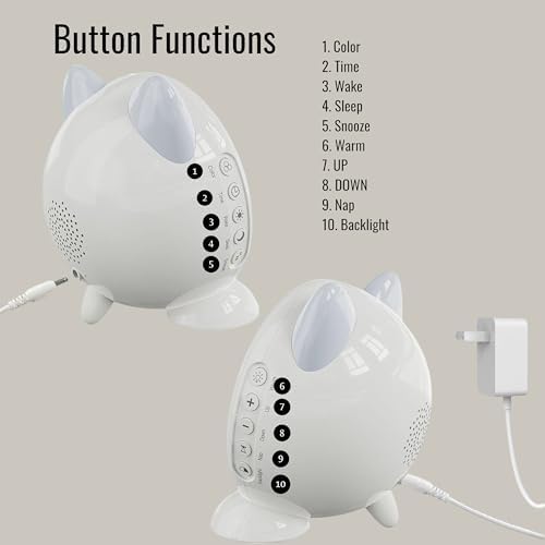 IQ Cat Sleep Training Clock with Night Light and Dual Alarm