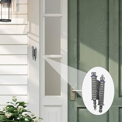 MrMrKura Metal Mezuzah with 2 Scrolls for Door