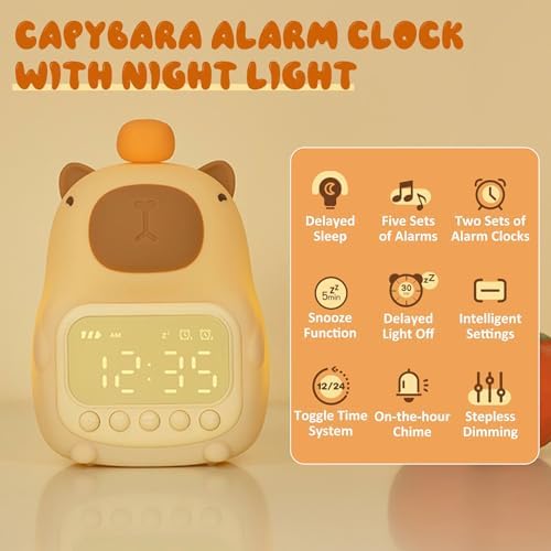 Capybara Night Light with Digital Clock